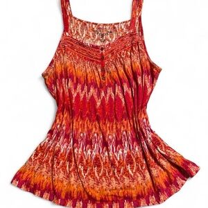 Sonoma Red and Orange Patterned Tank Top